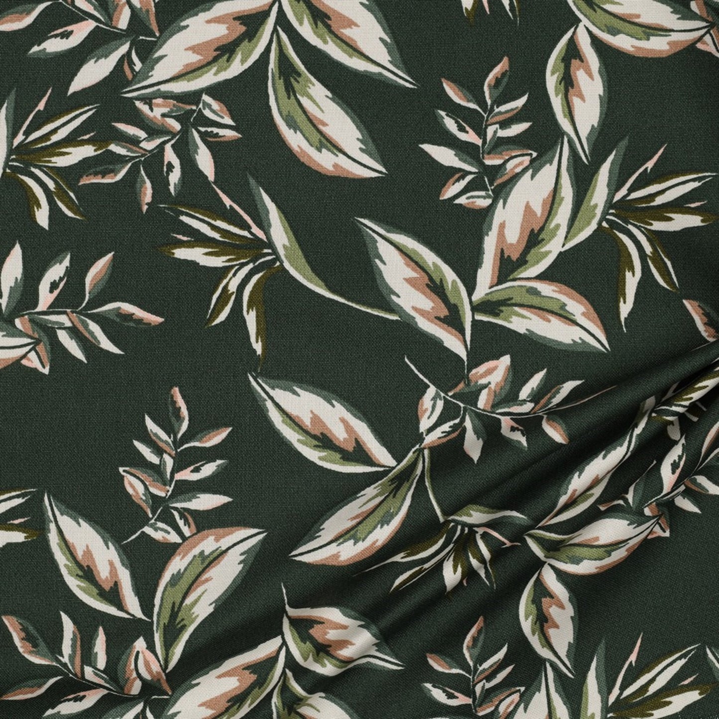 Tecido Canvas Algodão Leaves Dark Green