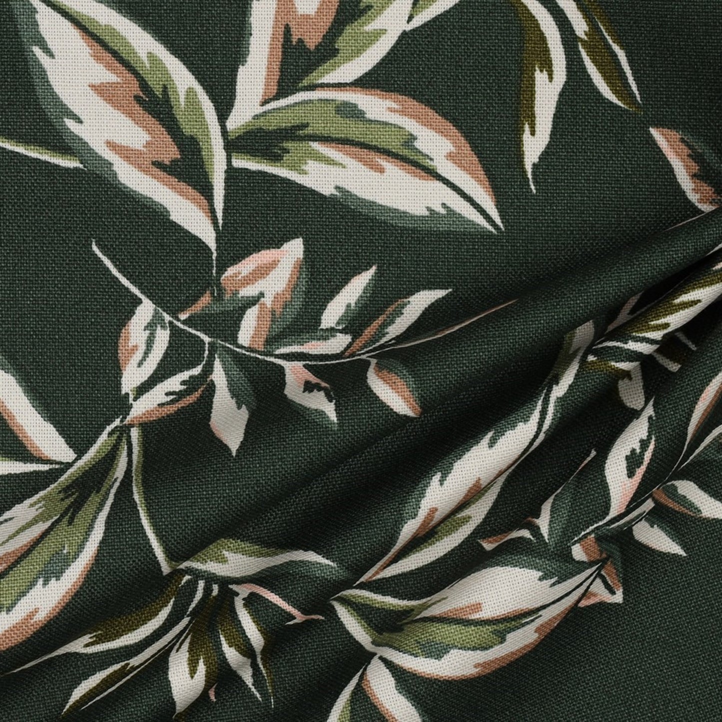 Tecido Canvas Algodão Leaves Dark Green