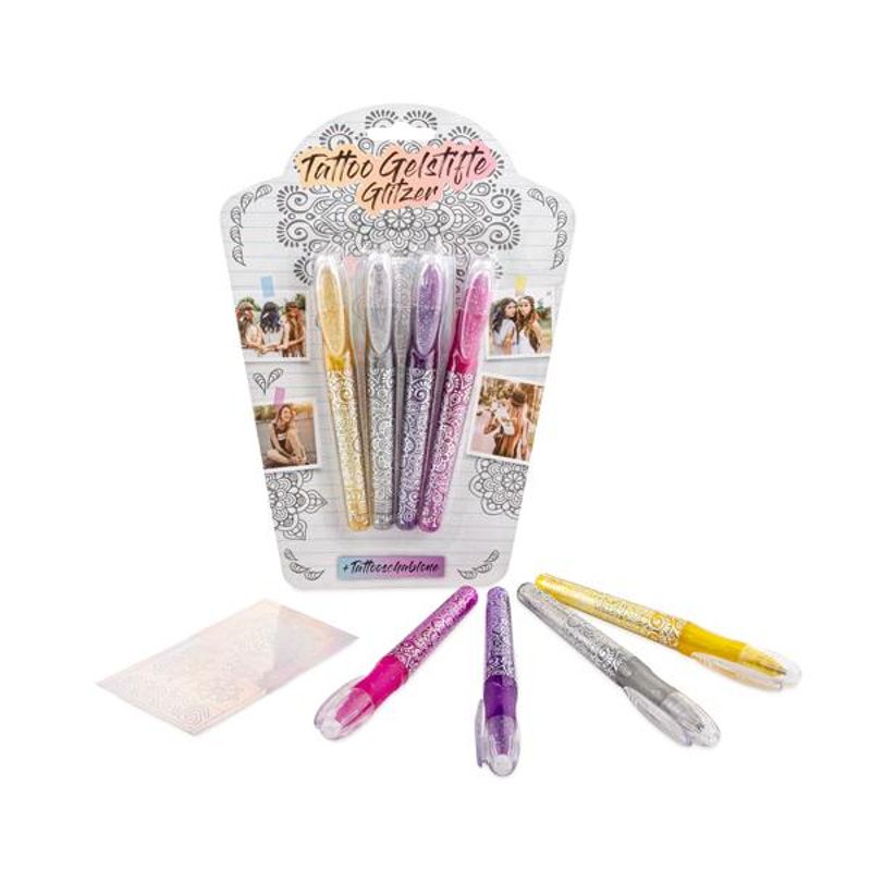 Kit 4 Canetas Glitter para tatuagens