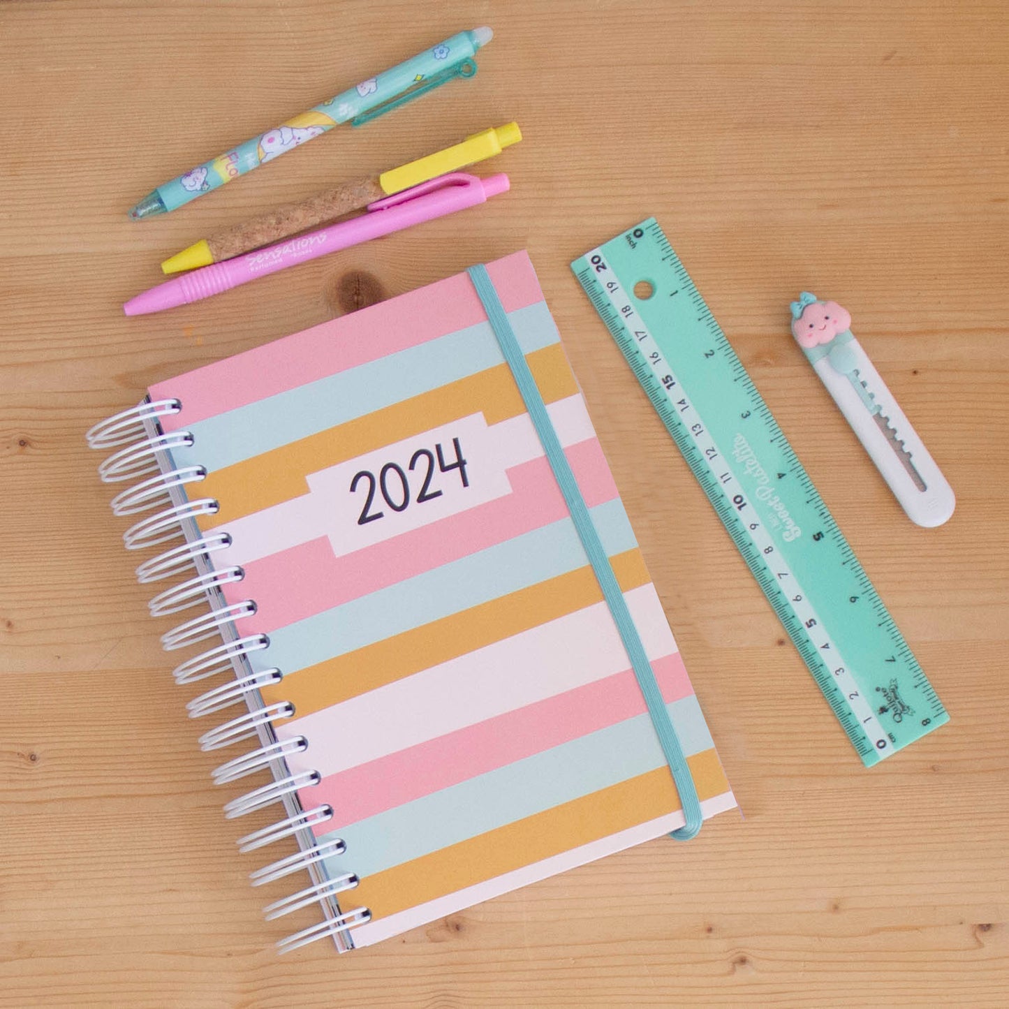 Agenda A5 Semanal 2024 Capa Dura PASTEL STRIPES