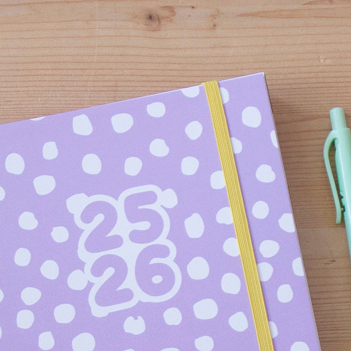 Agenda A5 Diária 2025/2026 Capa Dura DOTS LAVANDA