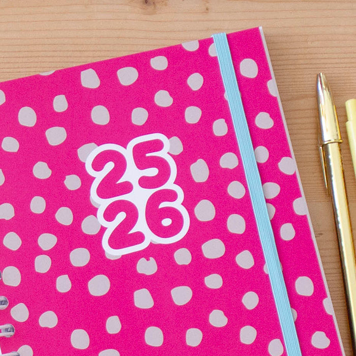 Agenda A5 Semanal 2025/2026 Capa Dura DOTS PINK