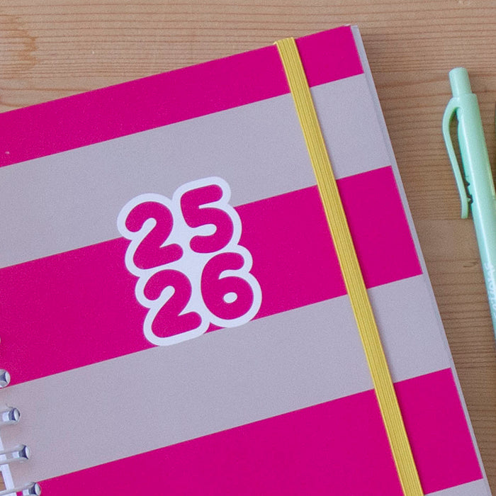 PRÉ-VENDA Agenda A5 Diária 2025/2026 Capa Dura PINK STRIPES