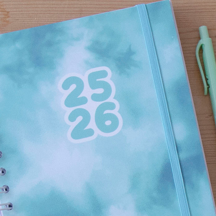 PRÉ-VENDA Agenda A5 Diária 2025/2026 Capa Dura TIE DYE MINT