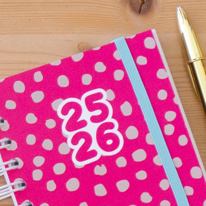 PRÉ-VENDA Agenda A6 Diária 2025/2026 Capa Dura DOTS PINK