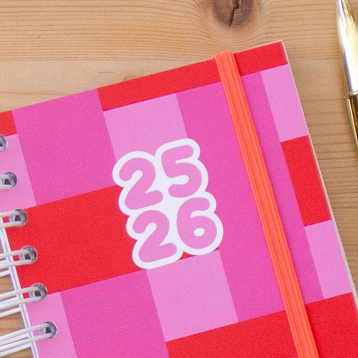 PRÉ-VENDA Agenda A6 Diária 2025/2026 Capa Dura PINK RED