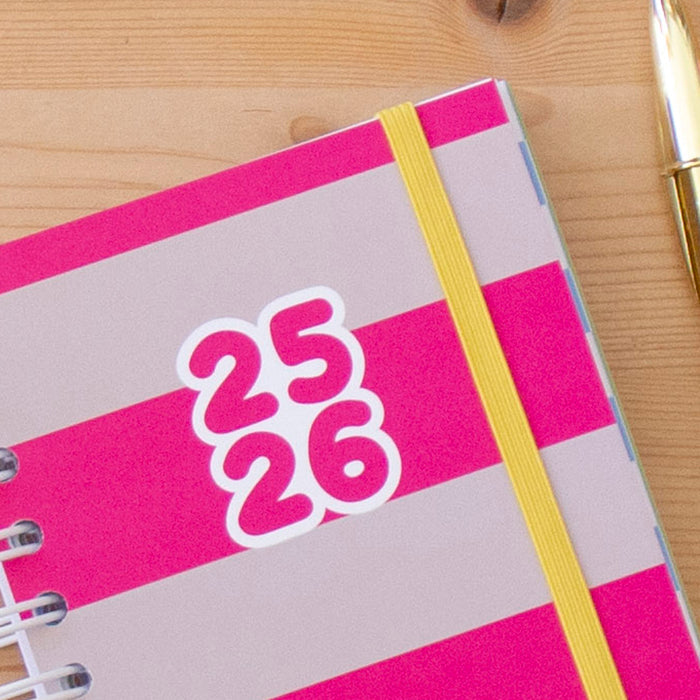 PRÉ-VENDA Agenda A6 Diária 2025/2026 Capa Dura PINK STRIPES