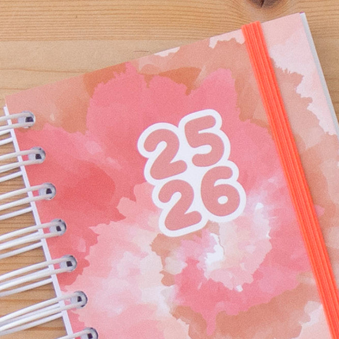 Agenda A6 Semanal 2025/2026 Capa Dura TIE DYE
