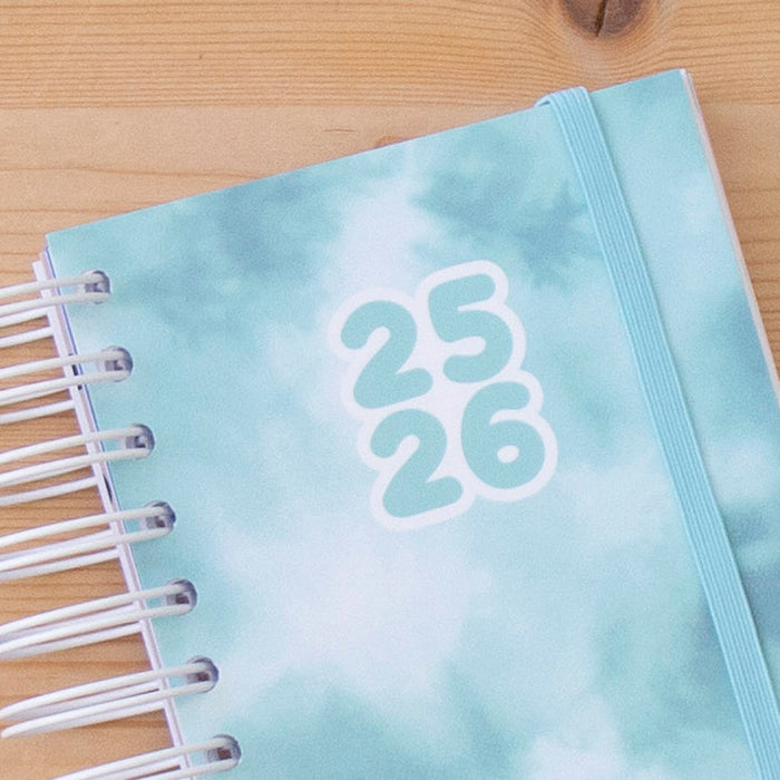 PRÉ-VENDA Agenda A6 Diária 2025/2026 Capa Dura TIE DYE MINT