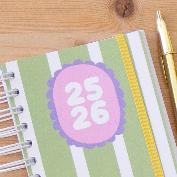 Agenda A6 Semanal 2025/2026 Capa Dura VINTAGE GREEN