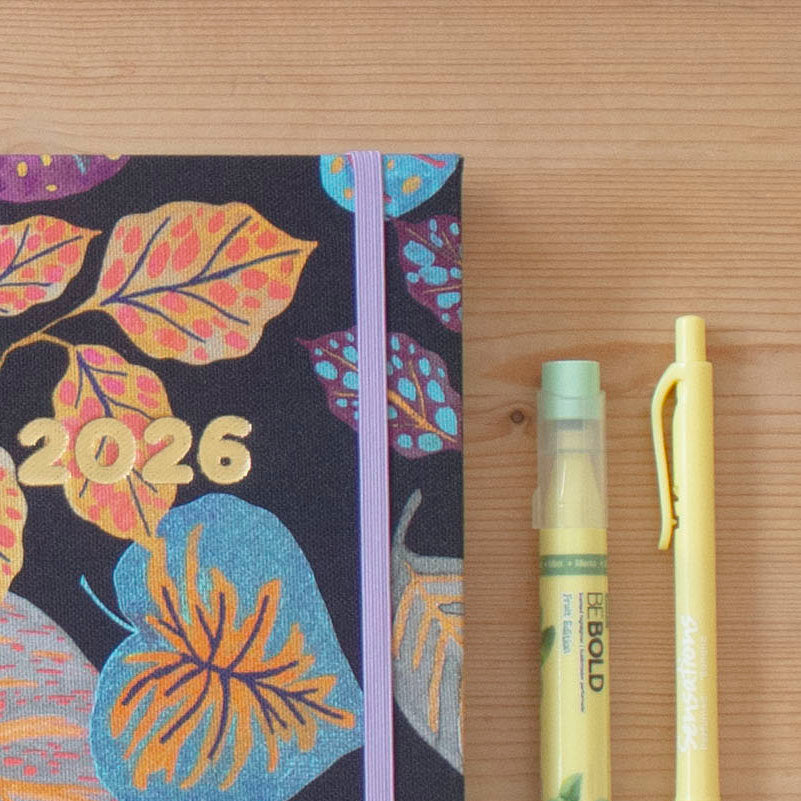 PRÉ-VENDA Agenda A5 Diária 2026 Tecido 1001 Black