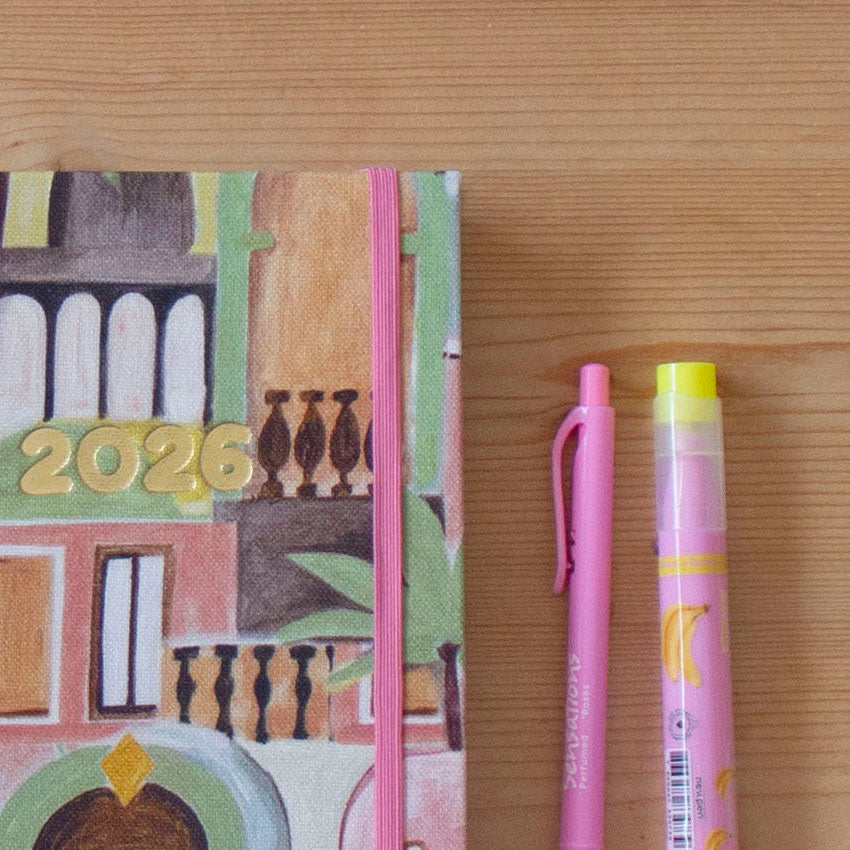 PRÉ-VENDA Agenda A5 Diária 2026 Tecido 1007