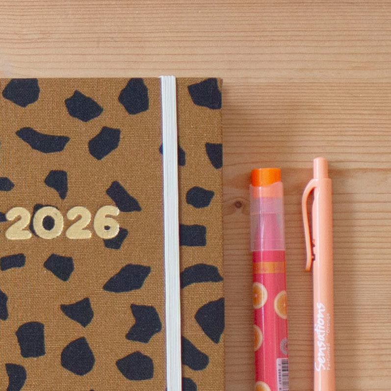 PRÉ-VENDA Agenda A5 Diária 2026 Tecido Brownie