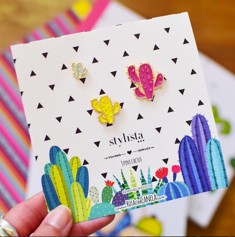 Kit Pins Cactus Rosa