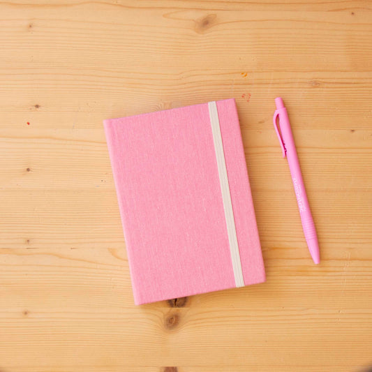 Caderno A6 tecido Pink