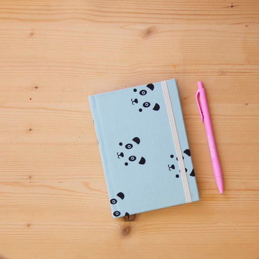 Caderno A6 tecido Panda Blue