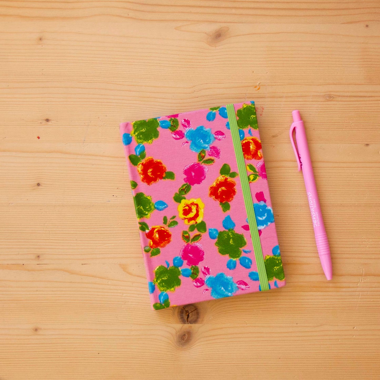 Caderno A6 tecido Pink Flowers