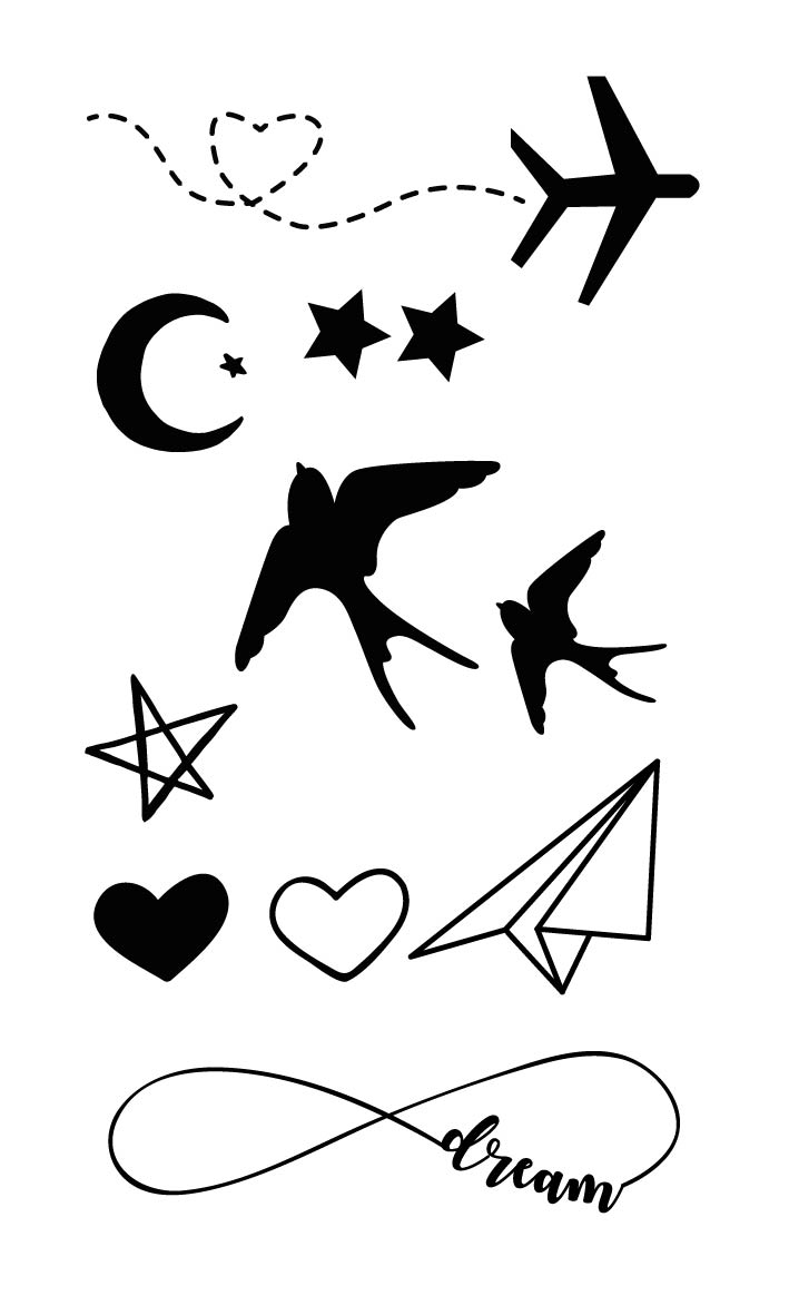Tatuagem 5 x 9 cm para crianças B&W