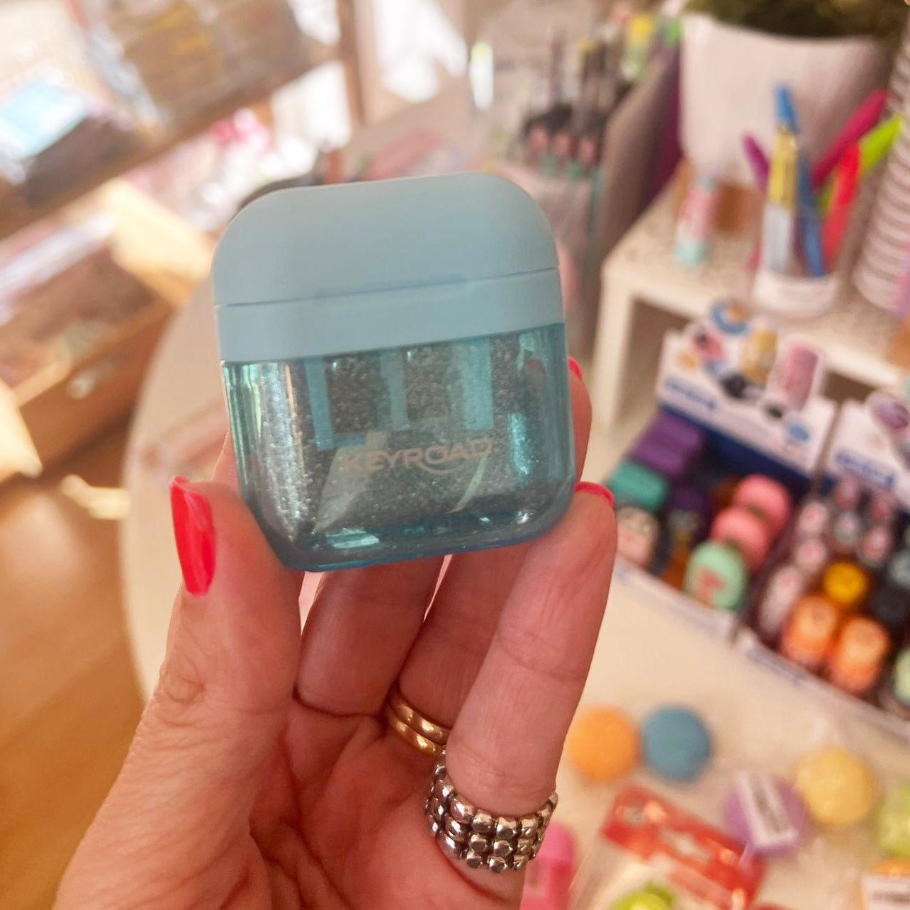 Afia duplo com depósito Keyroad Glitter Azul