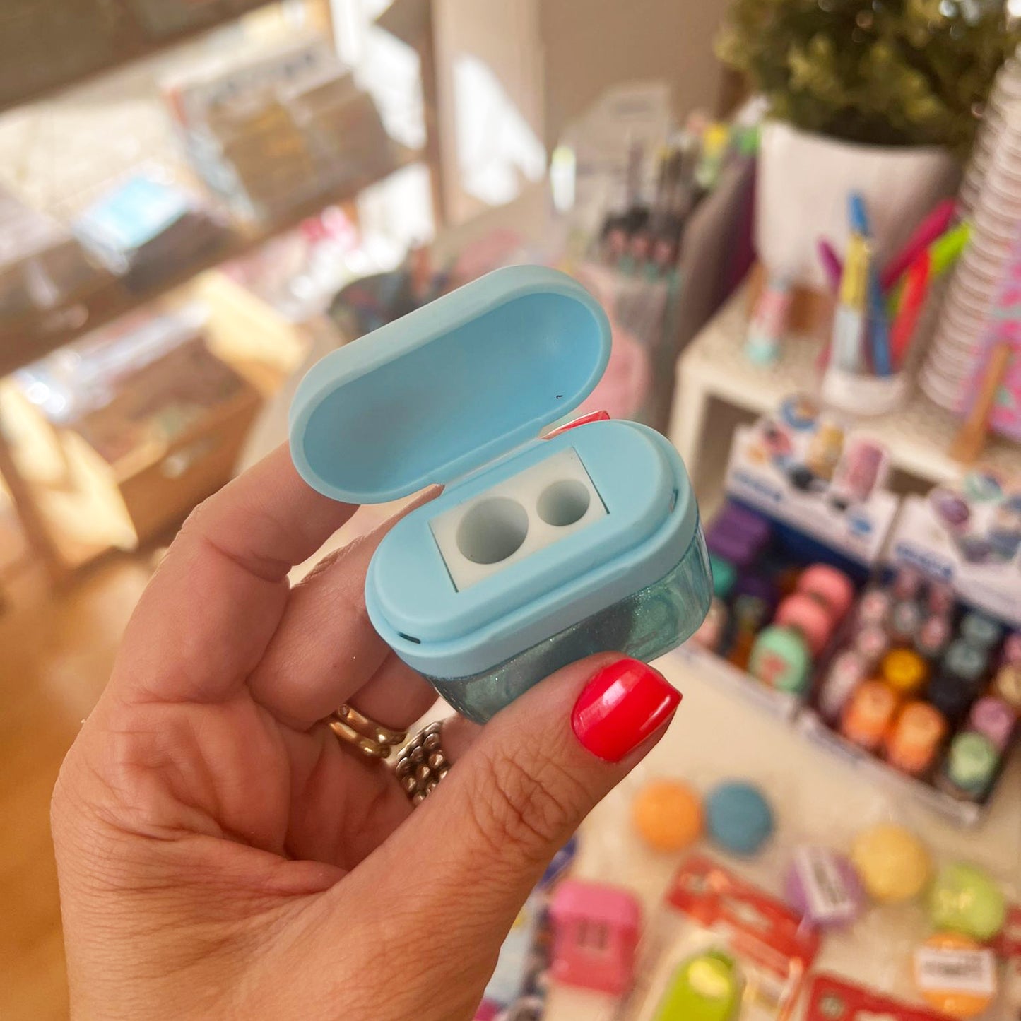 Afia duplo com depósito Keyroad Glitter Azul