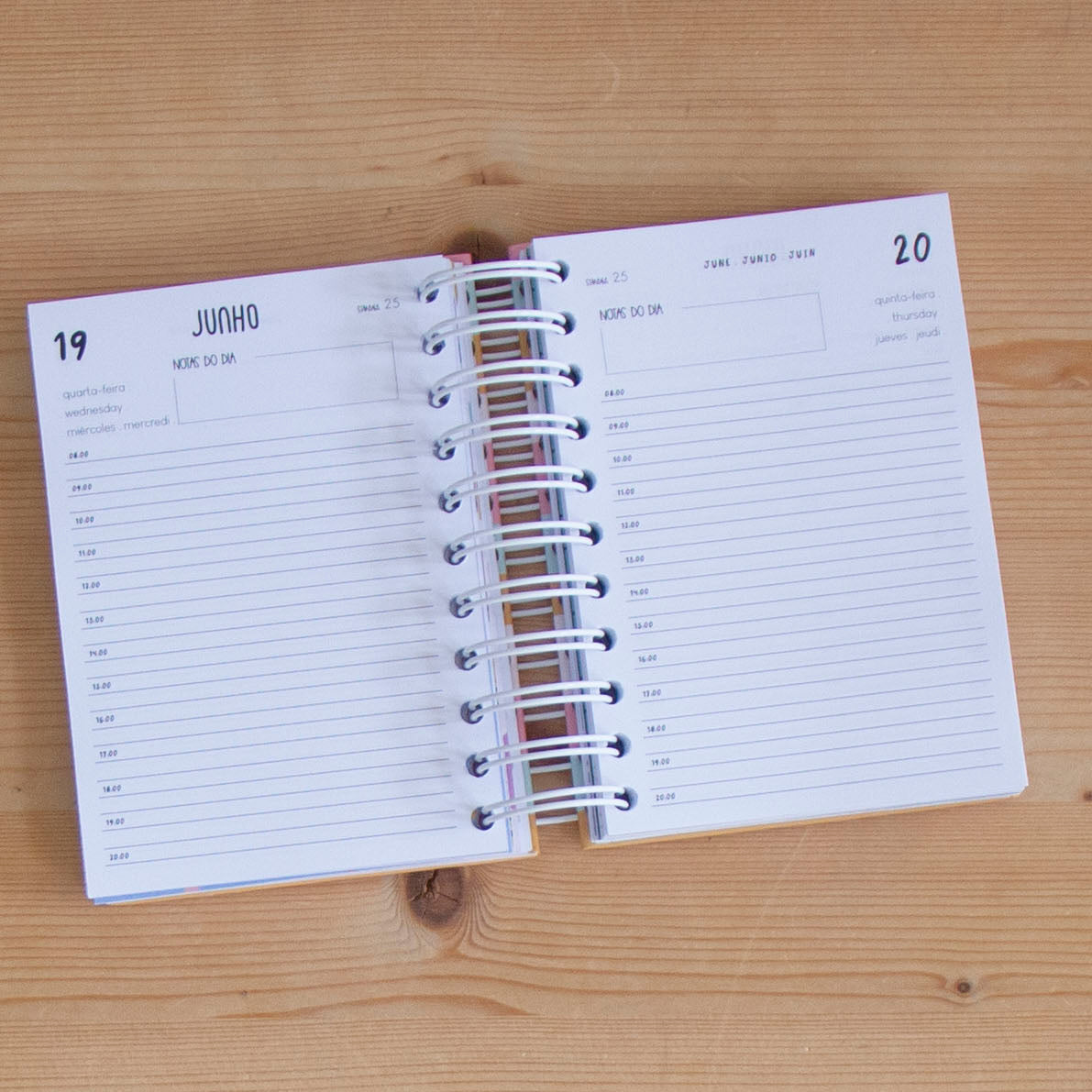 Agenda A6 Diária 2024 Capa Dura PASTEL STRIPES Blue