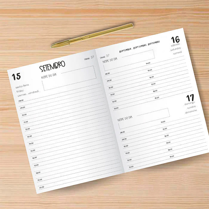 Agenda A5 Diária 23/24 CAPA DURA Auxiliar mais Carinhosa!