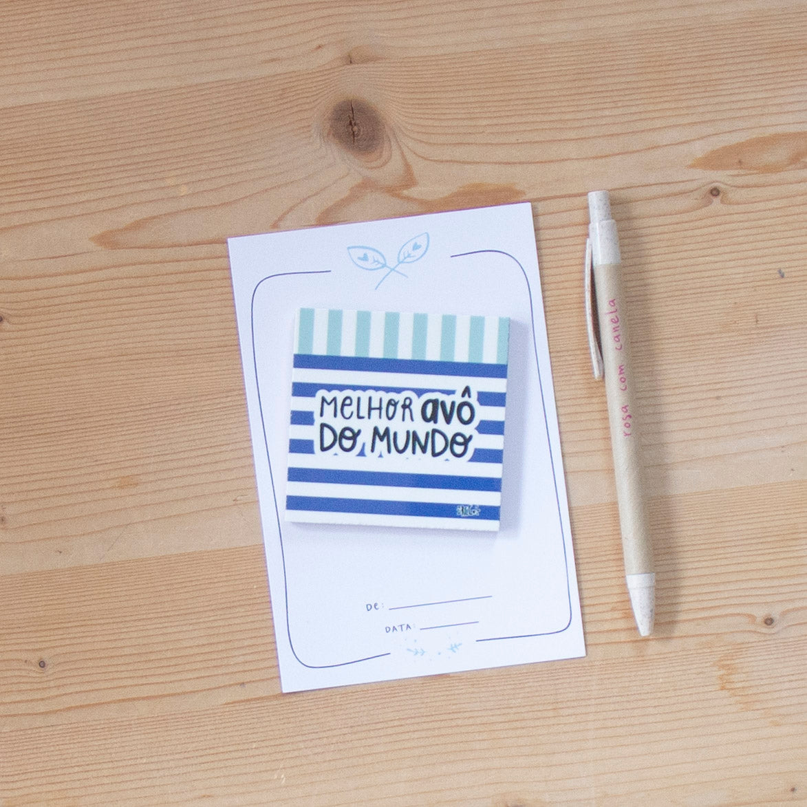 Azulejo Íman 7 x 7 cm MELHOR AVÔ (blue stripes)