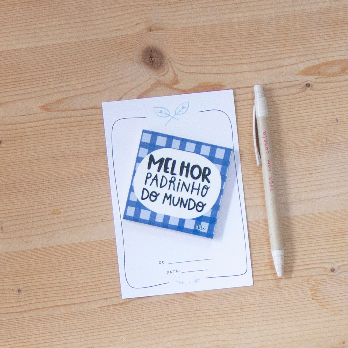Azulejo Íman 7 x 7 cm MELHOR PADRINHO DO MUNDO (vichy)