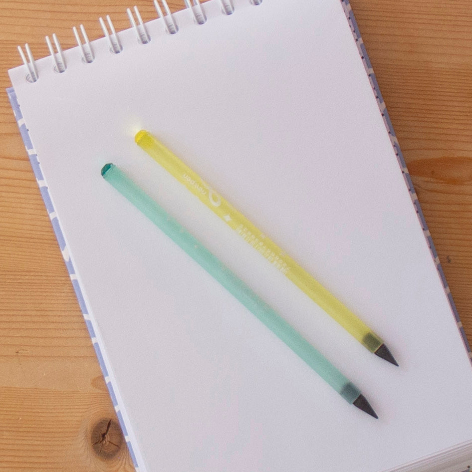 Kit 2 Lápis Infinito Newpen Diamante Verde e Amarelo