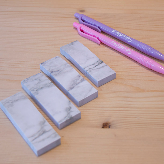 Kit 4 Sticky Notes 25x74mm Marble White