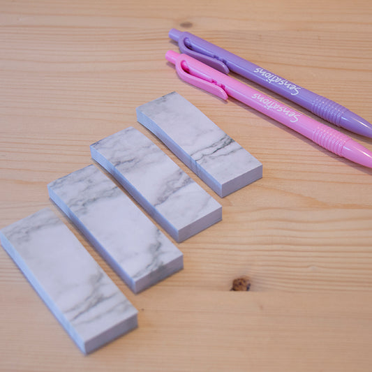 Kit 4 Sticky Notes 25x74mm Marble White