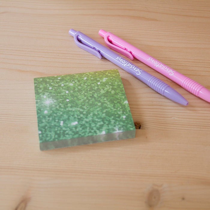 Sticky Notes 74x74mm Glitter Green