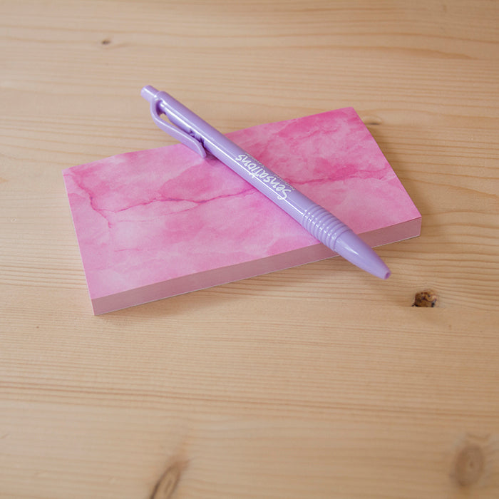 Sticky Notes 75x125mm Marble Pink