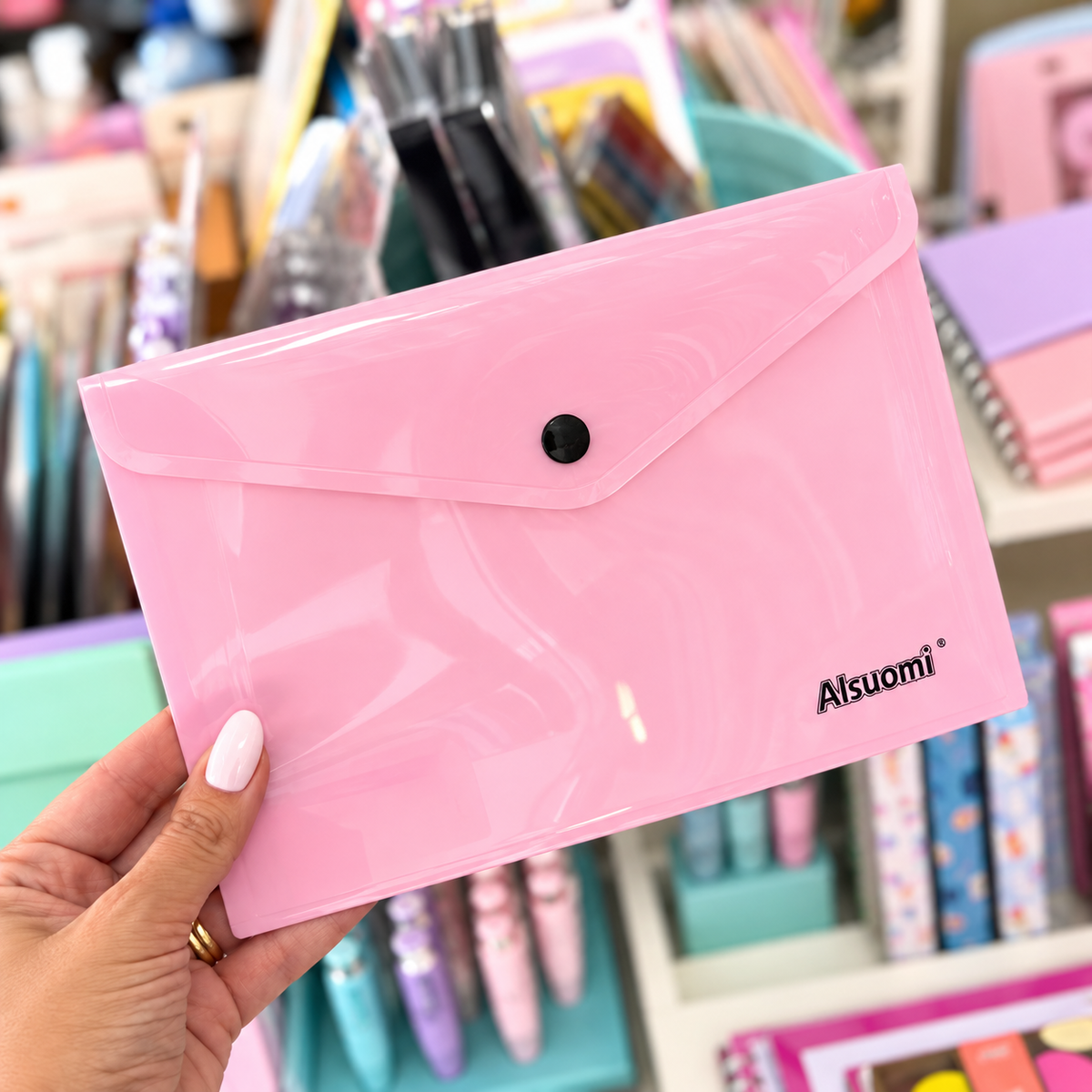Bolsa Envelope A5 com velcro Pastel ROSA