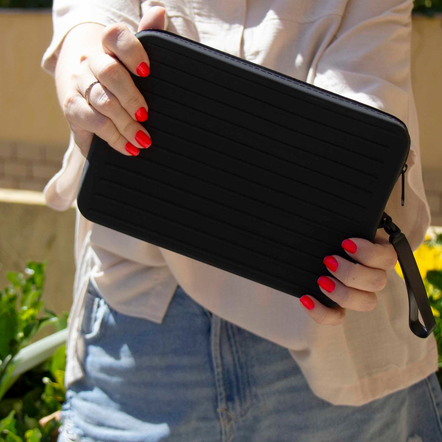 Bolsa Grande Silicone Rectangular Preto