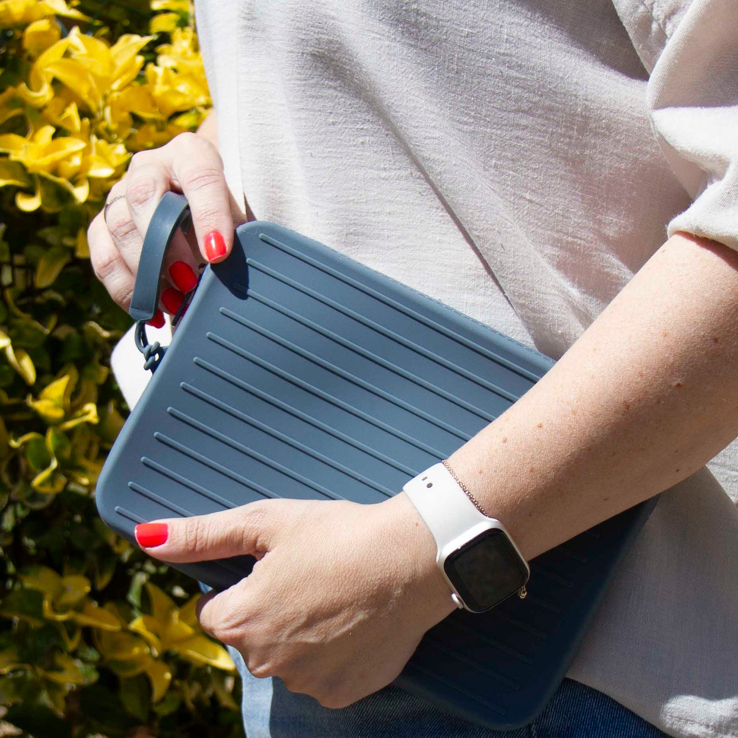 Bolsa Grande Silicone Rectangular Azul