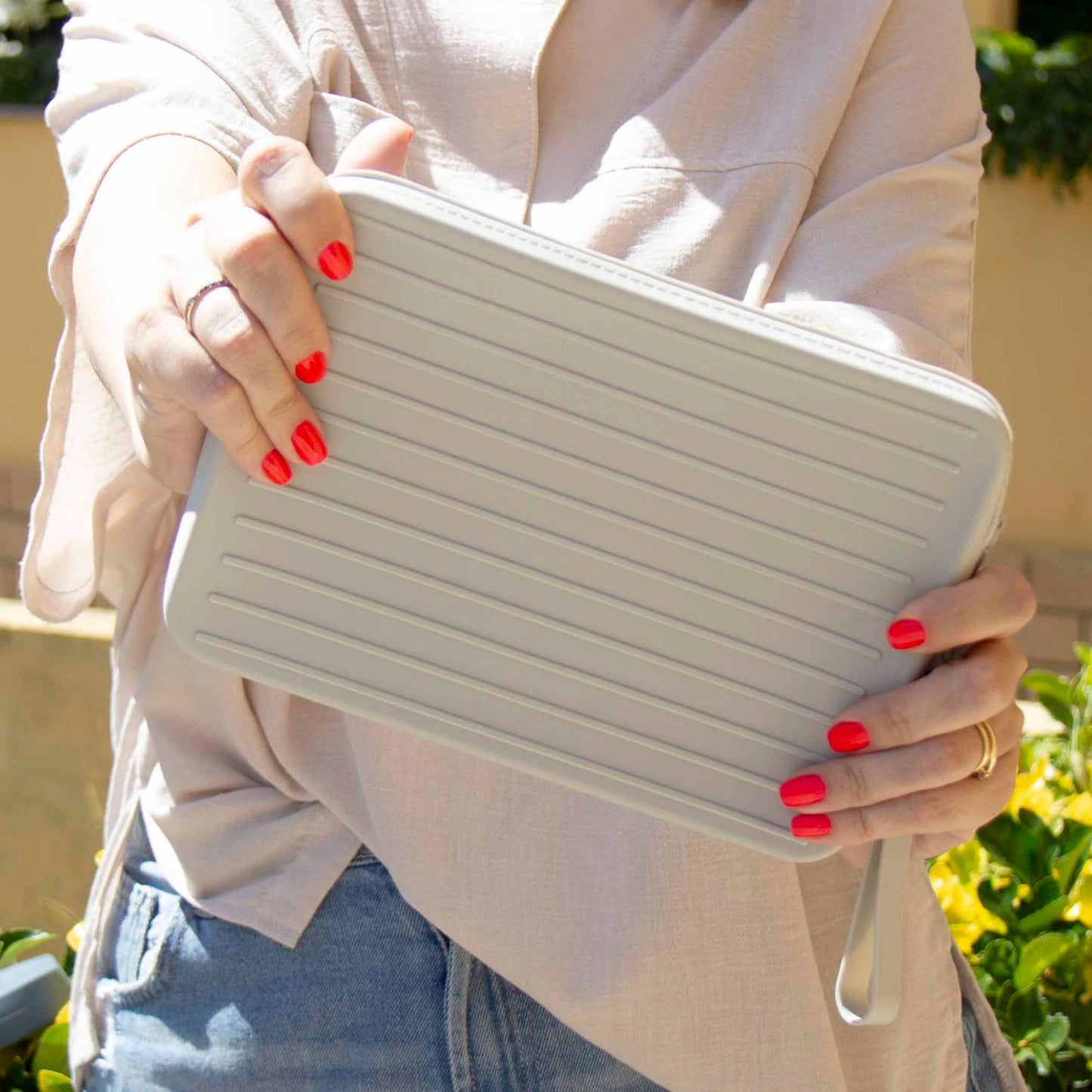 Bolsa Grande Silicone Rectangular Cinza