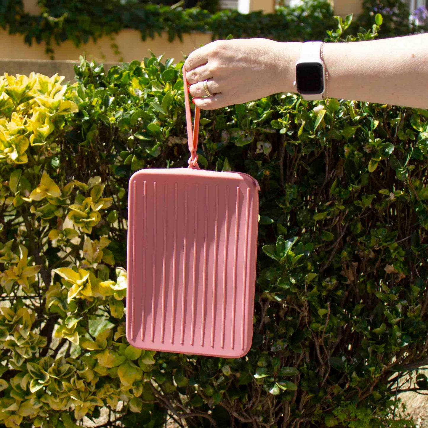 Bolsa Grande Silicone Rectangular Rosa Goiaba