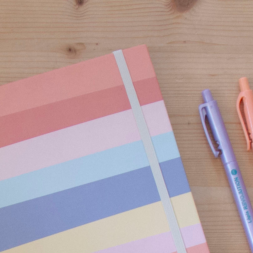 Caderno 17 x 24,5 cm (liso) PASTEL STRIPES
