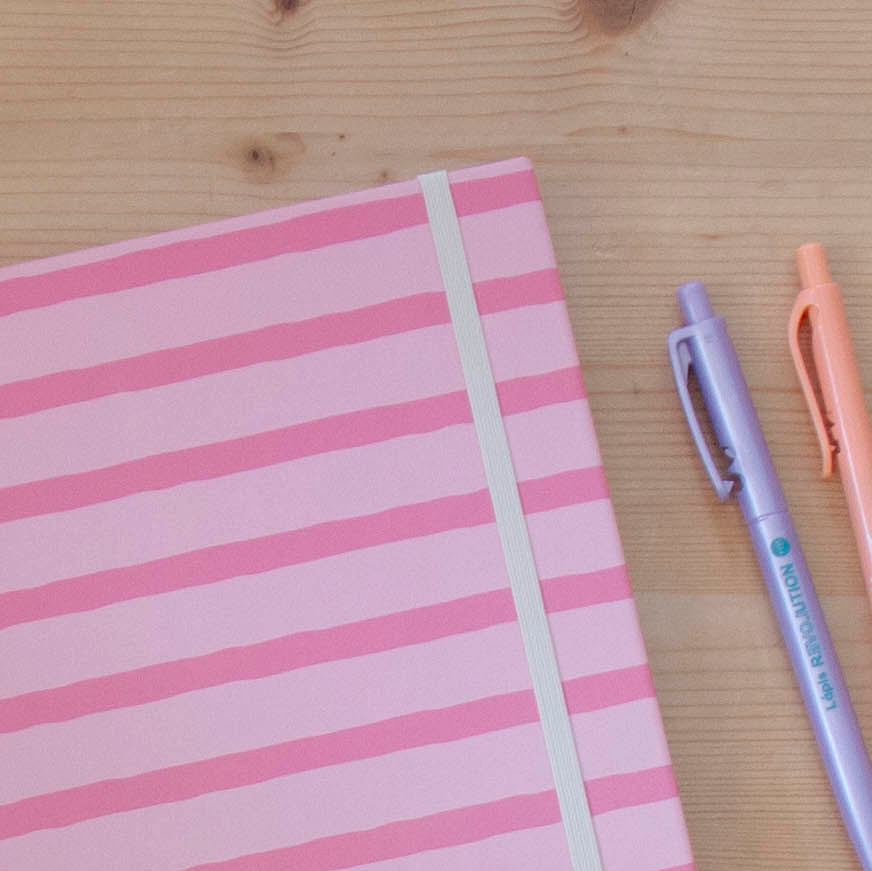 Caderno 17 x 24,5 cm (pautado) PINK STRIPES