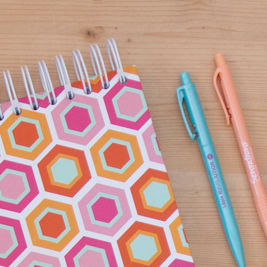 Caderno A5 Argolas Topo Capa Dura FAVO DE MEL