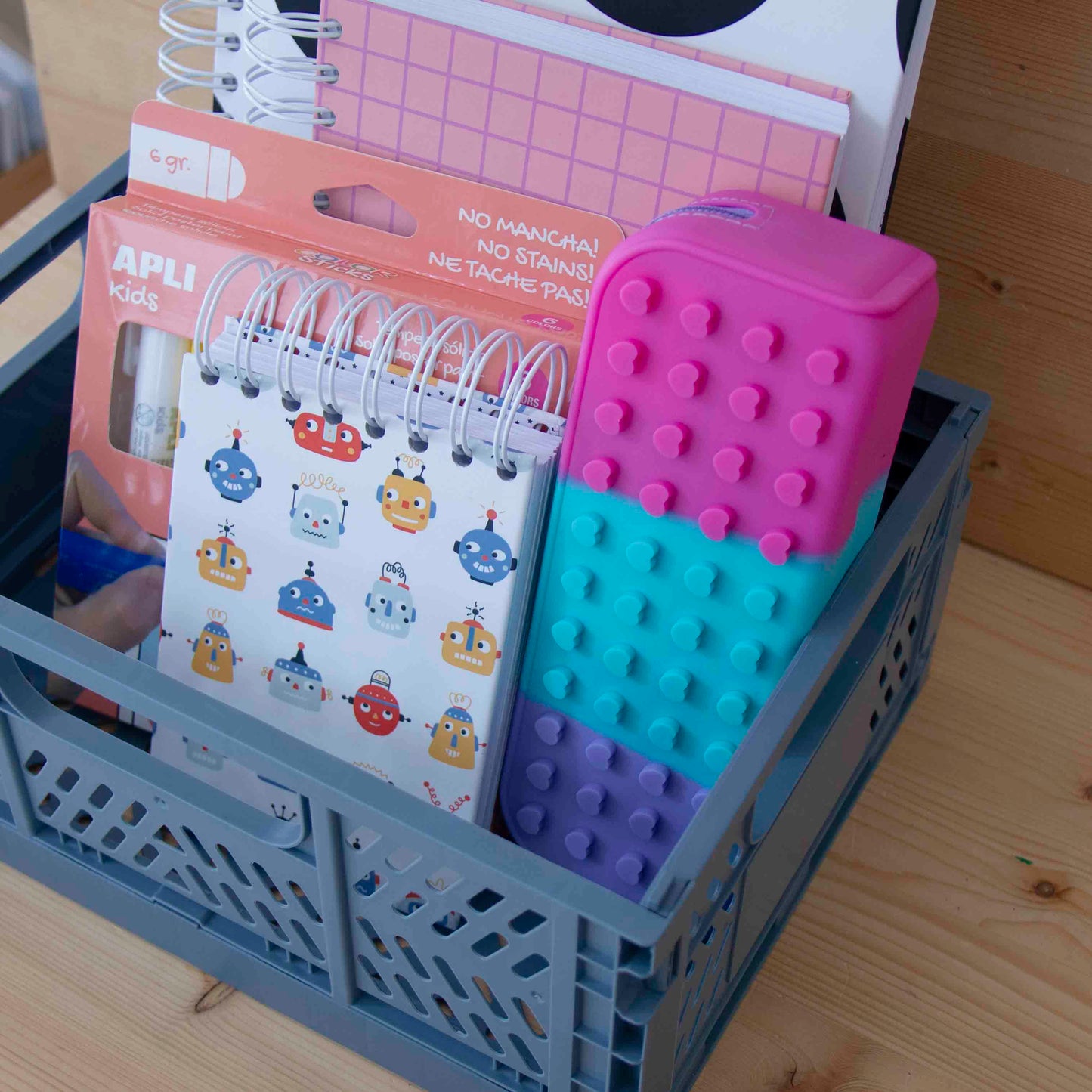 Organizador de mesa Caixa Média Dobrável AZUL