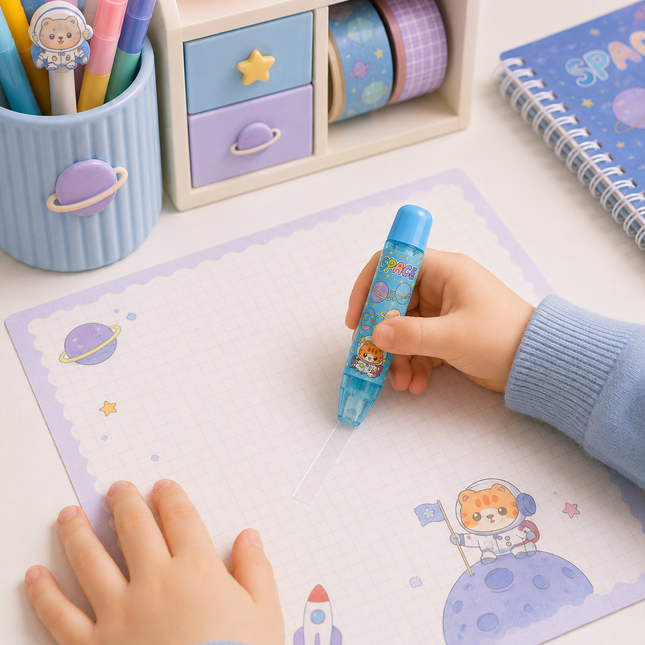 Cola em fita Kids 6m x 5mm SPACE BLUE