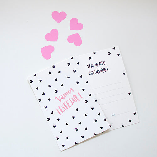 Kit 10 Convites Aniversario Hearts