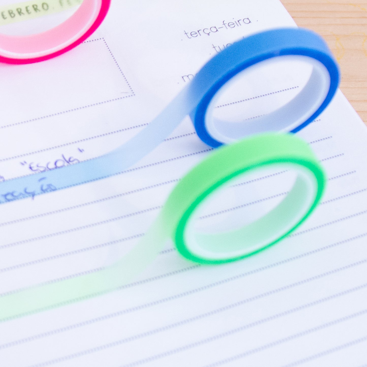 Kit 2 Washi Tape 6mm x 5m para sublinhar Verde