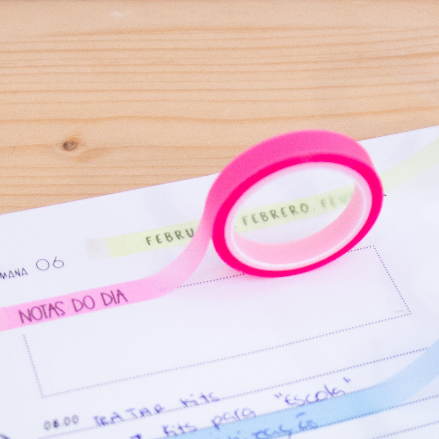 Kit 2 Washi Tape 6mm x 5m para sublinhar Rosa