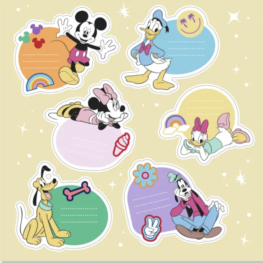 Kit 12 Etiquetas Autocolantes DISNEY & FRIENDS