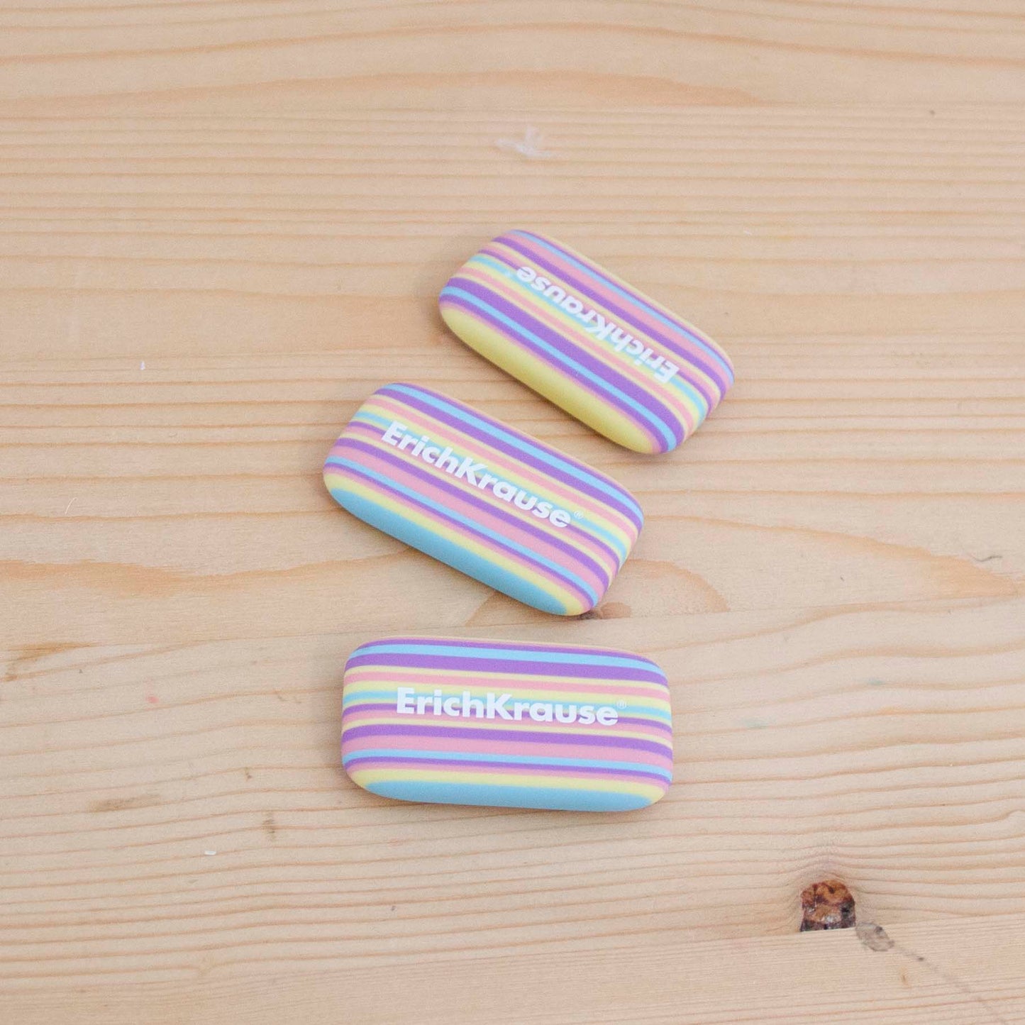 Kit 3 Borrachas Pastel Stripes