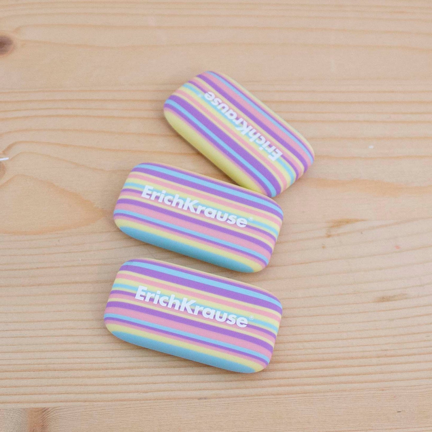 Kit 3 Borrachas Pastel Stripes