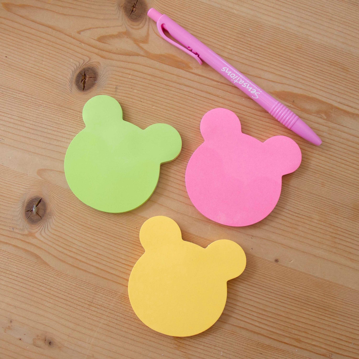 Kit 3 Sticky Notes Neon Mickey (Laranja/Rosa/Verde)